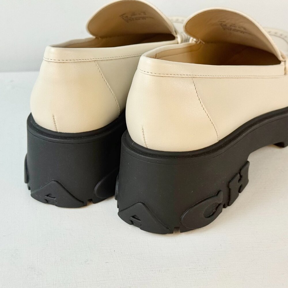 Women's 8.5 -COACH Ruthie Platform Loafer Chalk Leather Slip on with Logo Accent - Picture 11 of 14